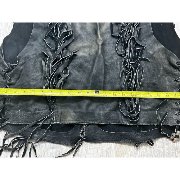 Vintage Fringe Leather Vest Women's Size XS Bike Ride Outdoor Black - Picture 8 of 8